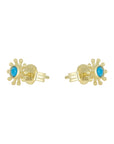 BROQUEL MOLECULA CON ZIRCONIA AZUL/PLATA .925/ BAÑO RODIO