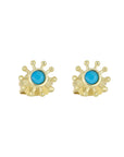 BROQUEL MOLECULA CON ZIRCONIA AZUL/PLATA .925/ BAÑO RODIO