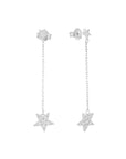 ARETE DIFERENTE ESTRELLAS / 4 CM LARGO / BAÑO DE RODIO / PLATA .925