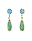 BROQUEL TOPACIO AZUL/ GOTA COLGANTE ONIX VERDE
