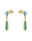 BROQUEL TOPACIO AZUL/ GOTA COLGANTE ONIX VERDE
