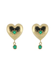 BROQUEL CORAZON / PIEDRA COLGANTE ONIX VERDE
