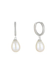 ARRACADA LISA CON PERLA COLGANTE PLATA