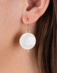 Aretes de madre perla con zirconia en plata .925