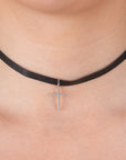 Choker piel dije cruz plata