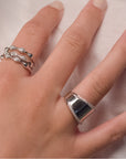 Anillo espejo con zirconia