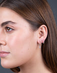 Aretes gancho flor con zirconias