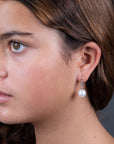 Aretes gancho con zirconias y perlas naturales