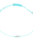 Pulsera de hilo azul con cruz lisa