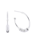 Aretes curvos con cuentas plata .925