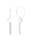 Aretes disco con cadenas colgantes plata.925