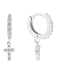 Arracadas con cruz y zirconias plata.925