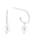 Aretes curvos con perlas colgantes plata .925