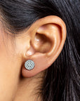 Broqueles disco con perlas plata .925