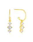 Aretes curvos con zirconias colgantes plata .925