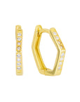 Arracada hexagonal con zirconias plata .925