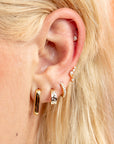 Aretes curvos planos con zirconias plata .925