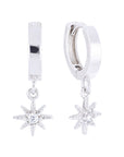 Arracadas lisas con estrellas y zirconias plata .925