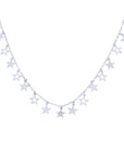 Gargantilla con estrellas lisas y zirconias plata .925