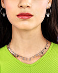 Gargantilla con estrellas lisas y zirconias plata .925