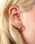 Broqueles zirconia doble plata .925