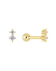Broqueles bola con zirconias dobles plata .925