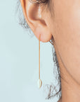 Aretes largos cadena y hojas