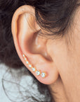 Aretes cuff con zirconias blancas