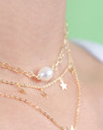 Collar cadena y perlas naturales