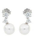 Arete doble zirconia y perla 8mm