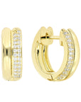 Arracada huggie oval gemela con zirconia oro