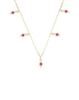 GARGANTILLA CHARMS COLGANTES CON ZIRCONIA ROJA/PLATA.925/BAÑO 14KTS