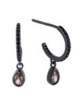 Aretes curvos rodio negro y zirconias plata .925