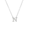 LETRA N CON ZIRCONIA PLATA .925/ BAÑO RODIO