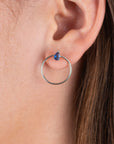 Aretes curvo con zirconias azules plata .925