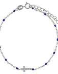 PULSERA CRUZ CZ CON CHAKIRA AZUL MARINO