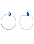 Aretes curvo con zirconias azules plata .925