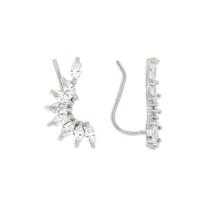 Aretes Cuff de Plata con Zirconia Marquise
