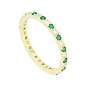 Anillo churumbela con Zirconias blancas y verdes
