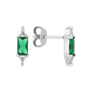 Broqueles de Plata con Zirconia Verde