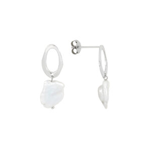 Aretes Oval con Perlas Barrocas naturales