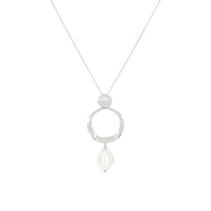 Gargantilla de plata dije de aro con Perla Natural