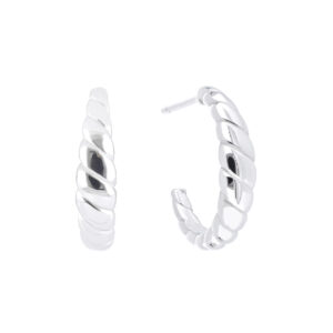 Aretes Curvos de Plata con baño de rodio
