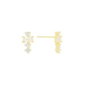Aretes de Plata con zirconia | Baño de Oro