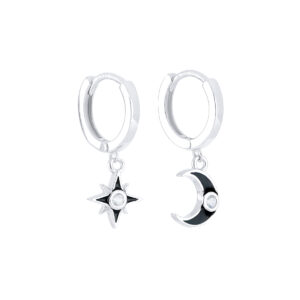 Aretes de plata con forma de Estrella y Luna