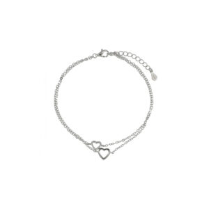 Pulsera de Plata con dijes de Corazón con baño de rodio