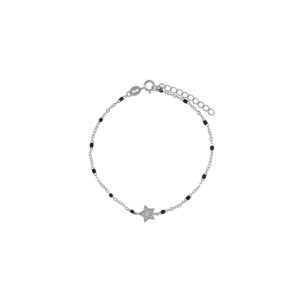 Pulsera de Plata con dije Estrella y chakira negra