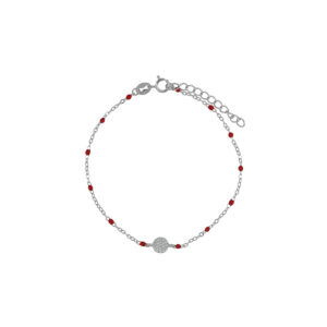 Pulsera de Plata con Zirconia y Chakira Roja