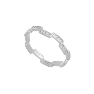 Anillo Escalera de Plata con Zirconia