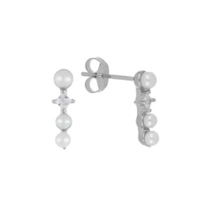 Aretes de plata con Perlas y Zirconia naturales